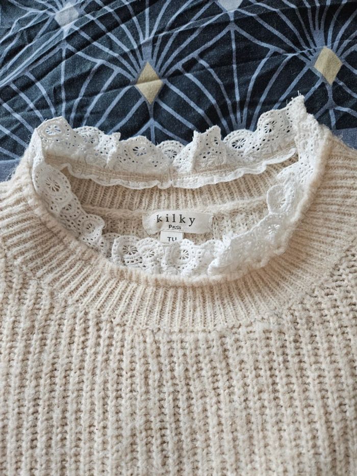 Pull ocre et dentelle TU - photo numéro 8