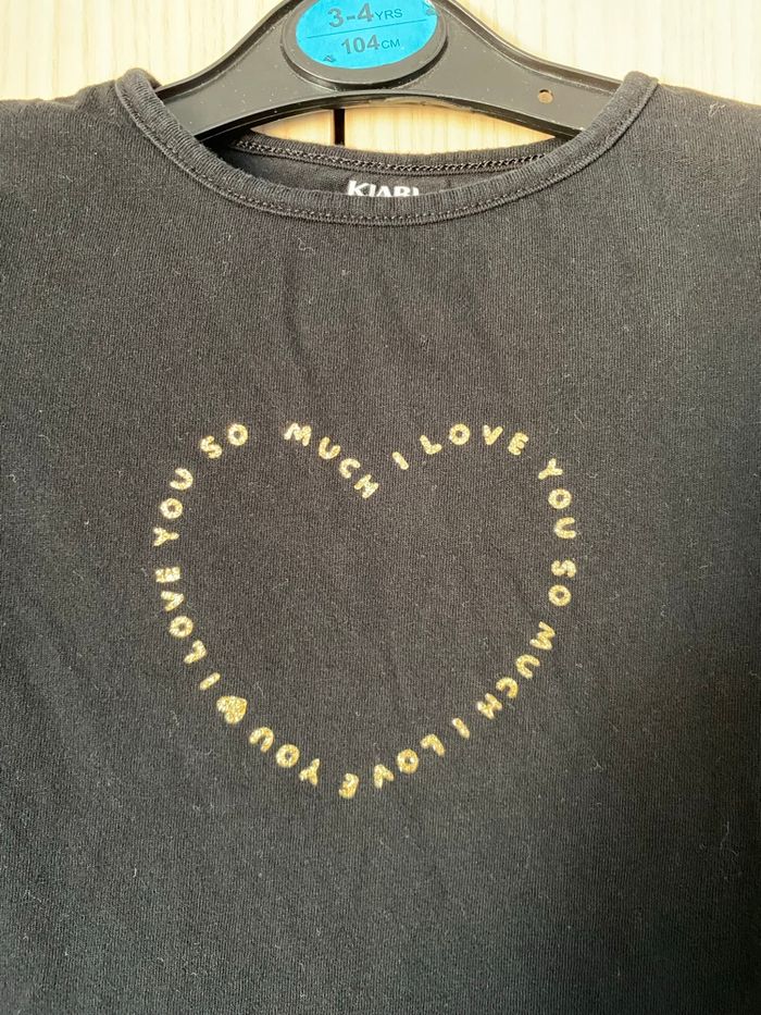 T-shirt noir Coeur Kiabi 18 mois - photo numéro 2