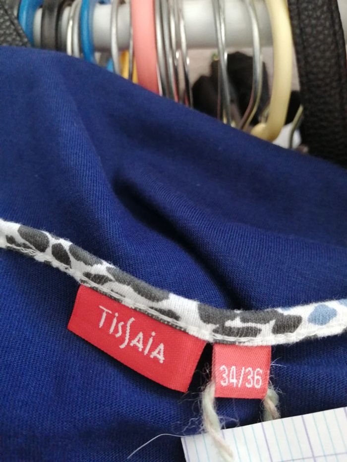 Robe de nuit bleu marine sans manches motifs pattes de chien lien à nouer / tissaia / (XS) - photo numéro 7