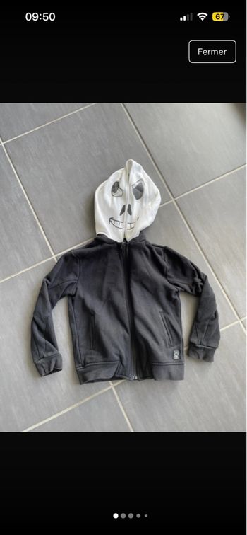 Gilet IKKS Blanc Noir garçon 8ans Neuf sweat pull