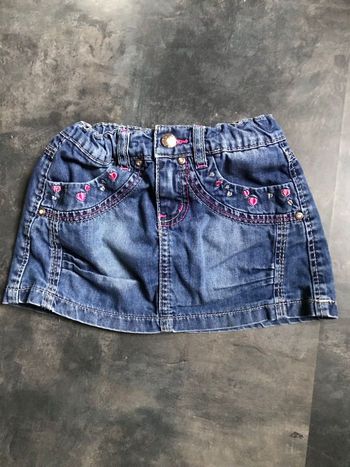 Jupe en jeans cœurs brodés 3 ans Happy girl