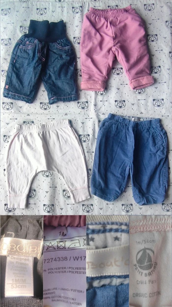 Lot de pantalons bébé fille taille 1 mois