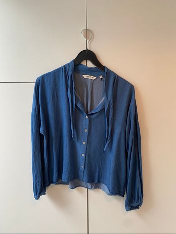 Blouse bleue nafnaf noeud