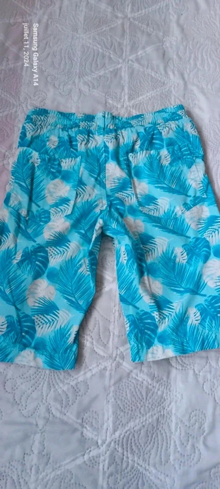 Bermuda motif palmiers turquoise garçon 12 ans kiabi - photo numéro 2