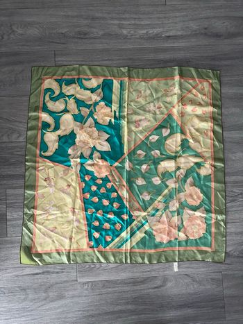 Foulard carré de soie à fleurs multicolore Vintage 85x85cm