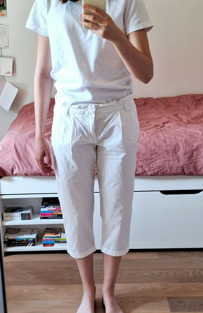 Pantalon court/ pantacourt blanc Esprit femme M 38 - photo numéro 2