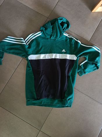Sweat à capuche Adidas – Vert, Blanc & Noir – Taille 15-16 ans (176 cm)

