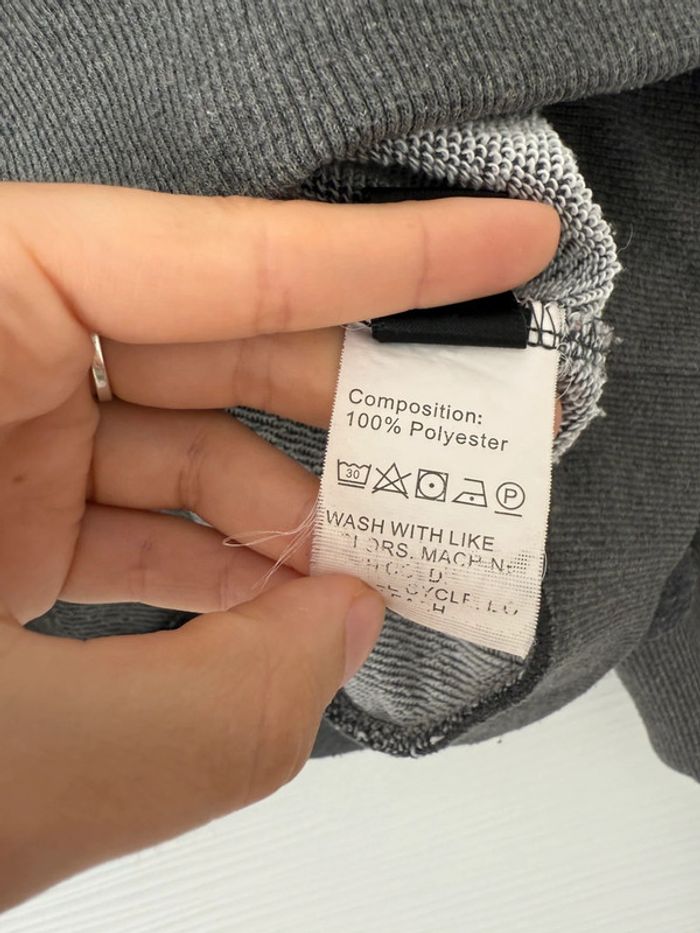 Pull d'hiver sweat gris foncé col zippé à manches longues - photo numéro 6