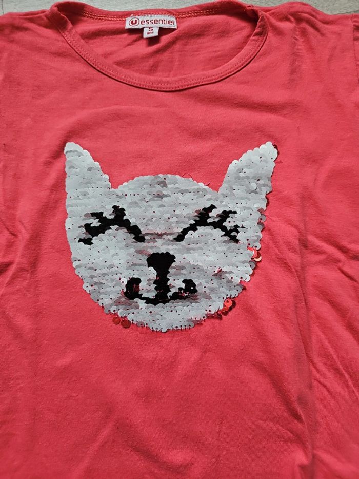 Tee shirt fille 5 ans à sequins reversibles u essentiel - photo numéro 3
