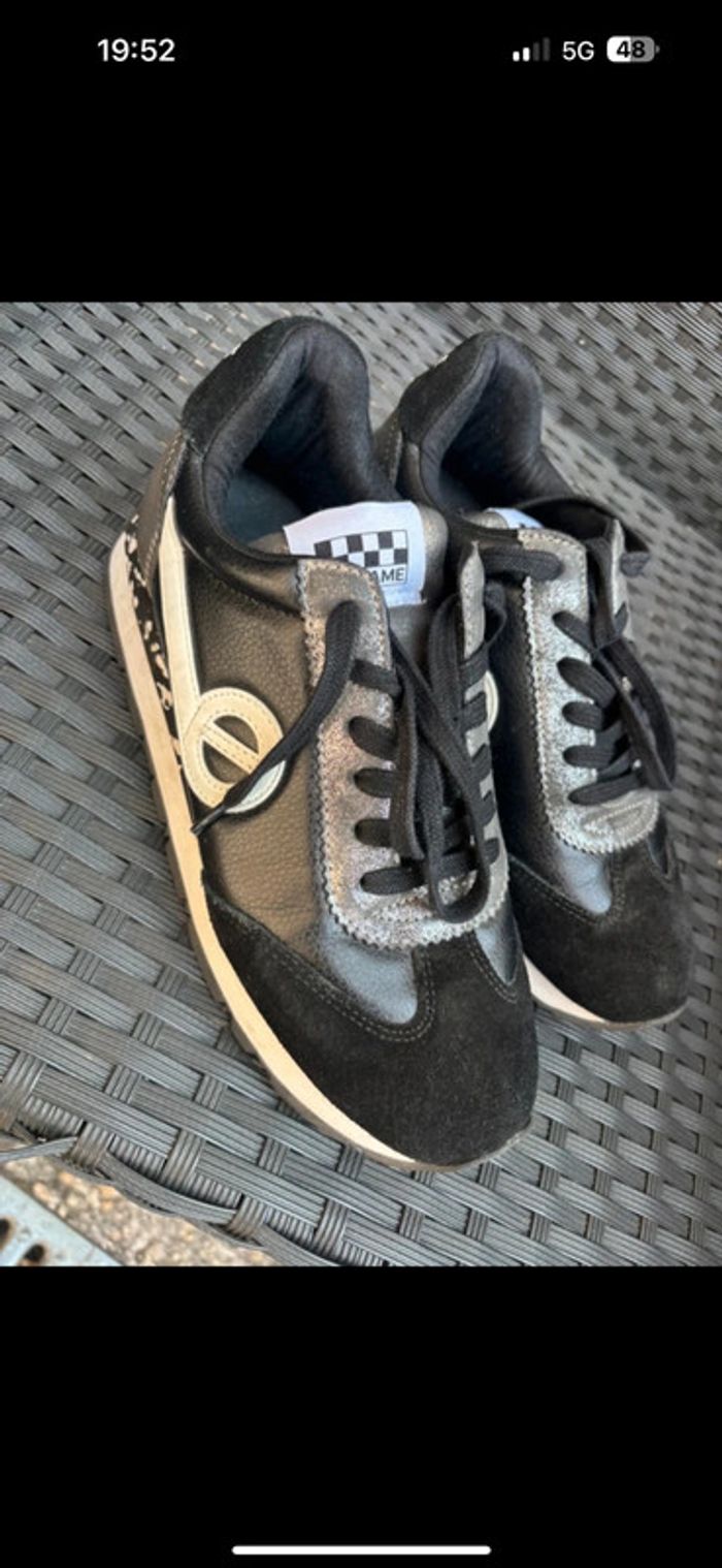 superbe paire de baskets No Name en cuir noir et argent, taille 37 - photo numéro 8