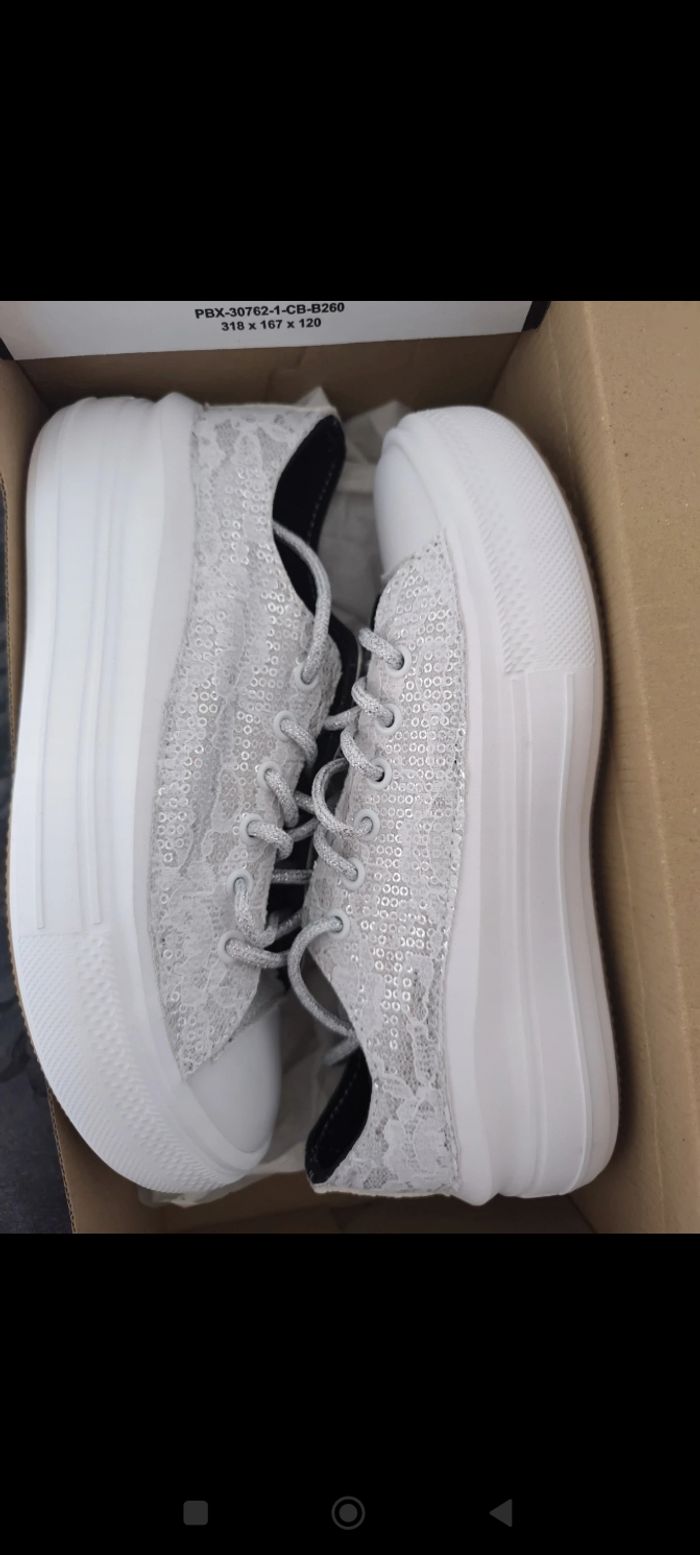 Mimanera Converse T38 dentelles argenté neuves - photo numéro 5