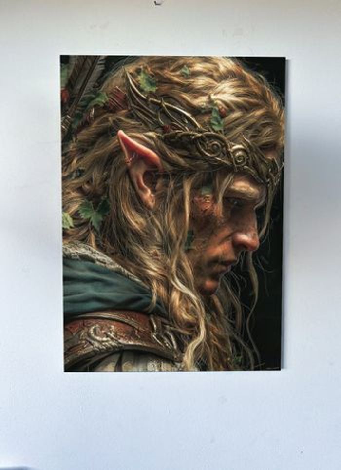 Poster métallique 30cm x 42cm Elf Seigneur Anneaux + aimant mural fourni.