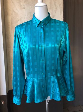 Blouse en satin turquoise vintage