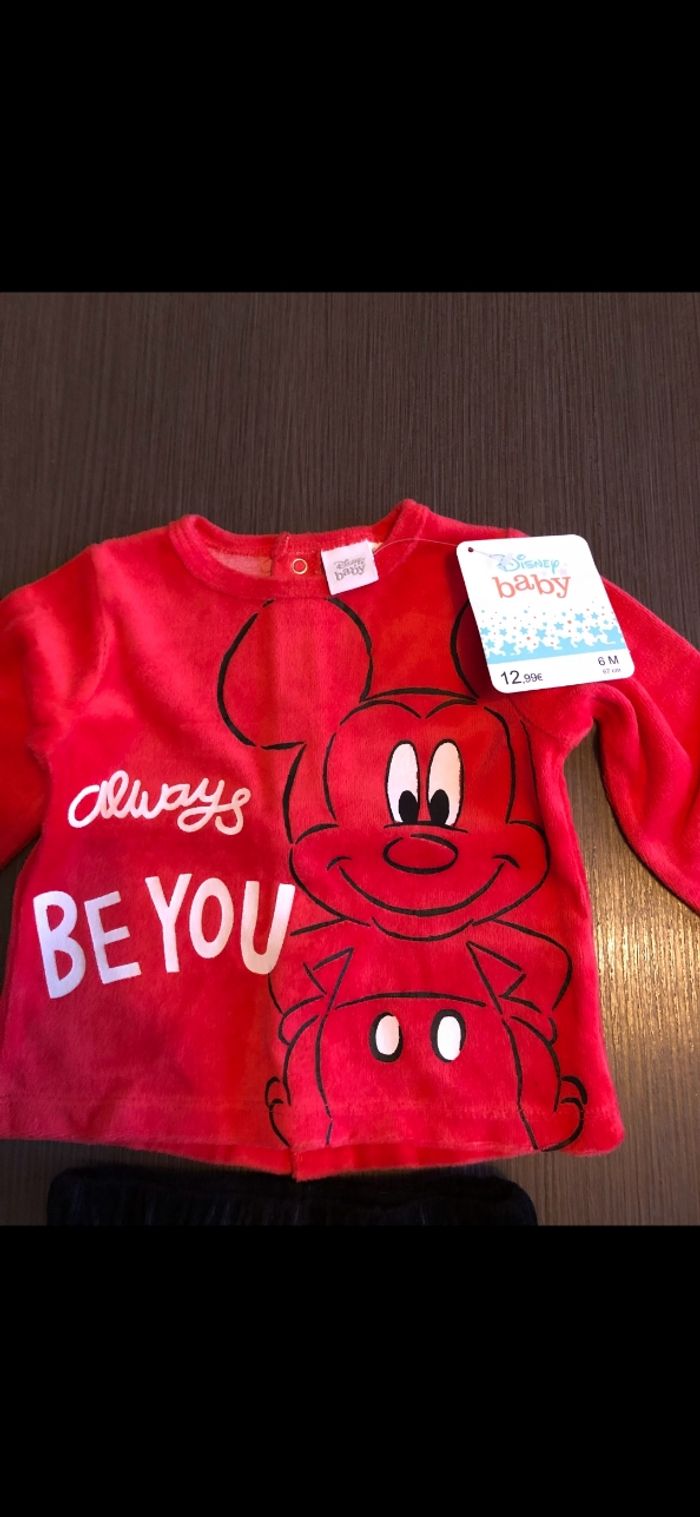 Pyjamas garcon en velours mickey disney 6 mois - photo numéro 2