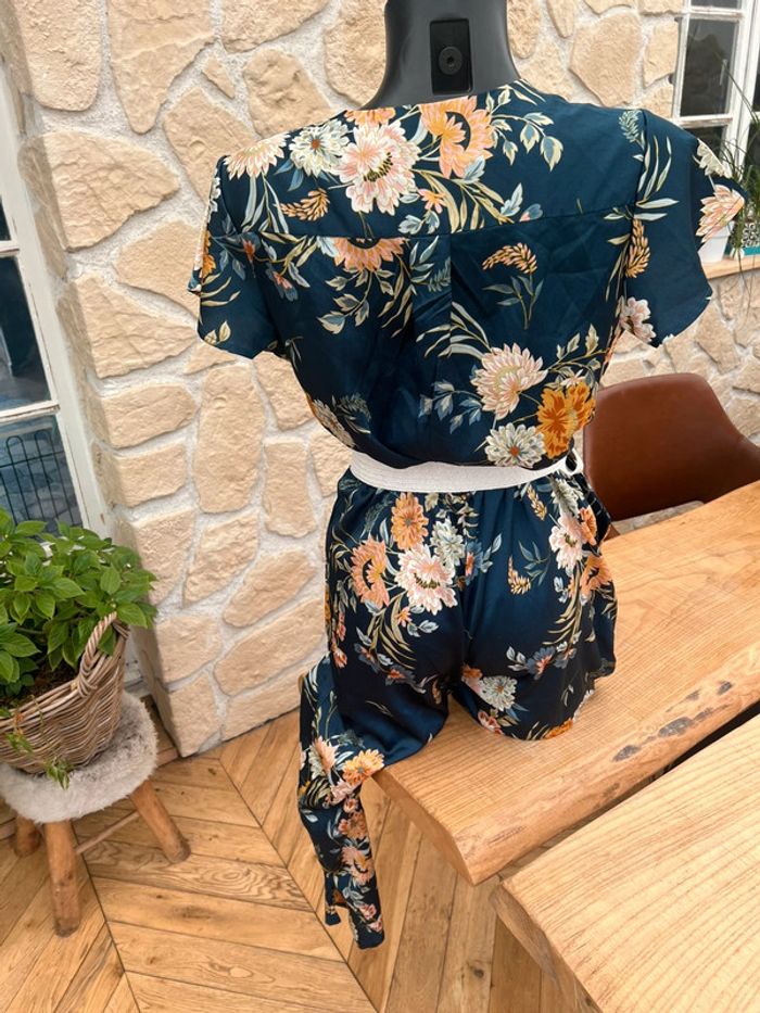 Millenium Combi taille S 36 femme bleu marine fleurs pantalon combinaison - photo numéro 2