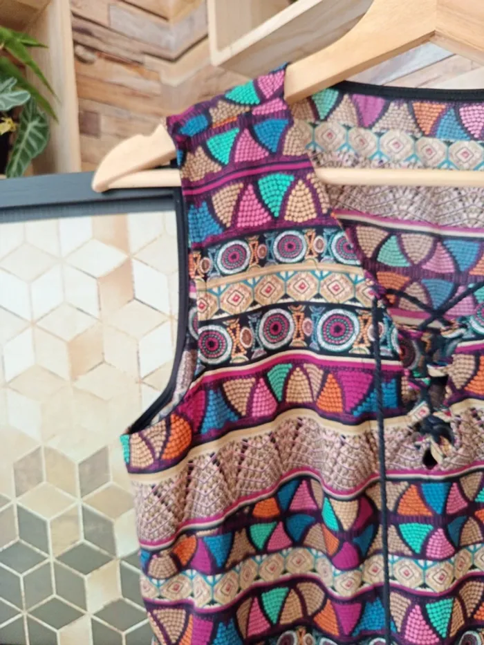 Débardeur long motif multicolore ethnique - photo numéro 5