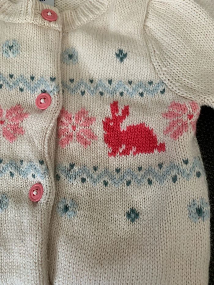 Cardigan petit bateau, laine et coton, 6 mois, comme neuf - photo numéro 3