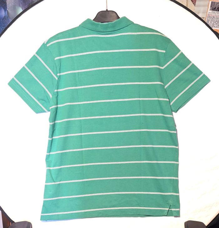 Polo Clockhouse Vert Double Rayures Horizontales Blanches Vêtement Tendance Mode Hommes - photo numéro 5