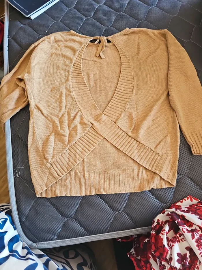 Pull marron dos ouvert t40 - photo numéro 2