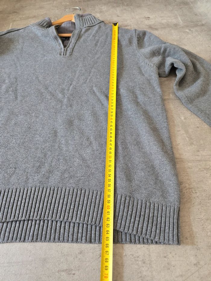Pull Dockers gris col montant zippé coton doux homme taille M - photo numéro 10