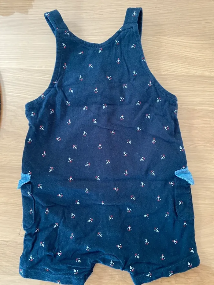 Ensemble salopette short + t-shirt 6 mois Terre de Marins - photo numéro 2