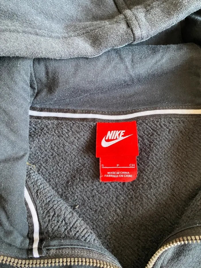 Sweat Nike Air capuche noir & kaki Taille S, logo blanc, streetwear stylé - photo numéro 6