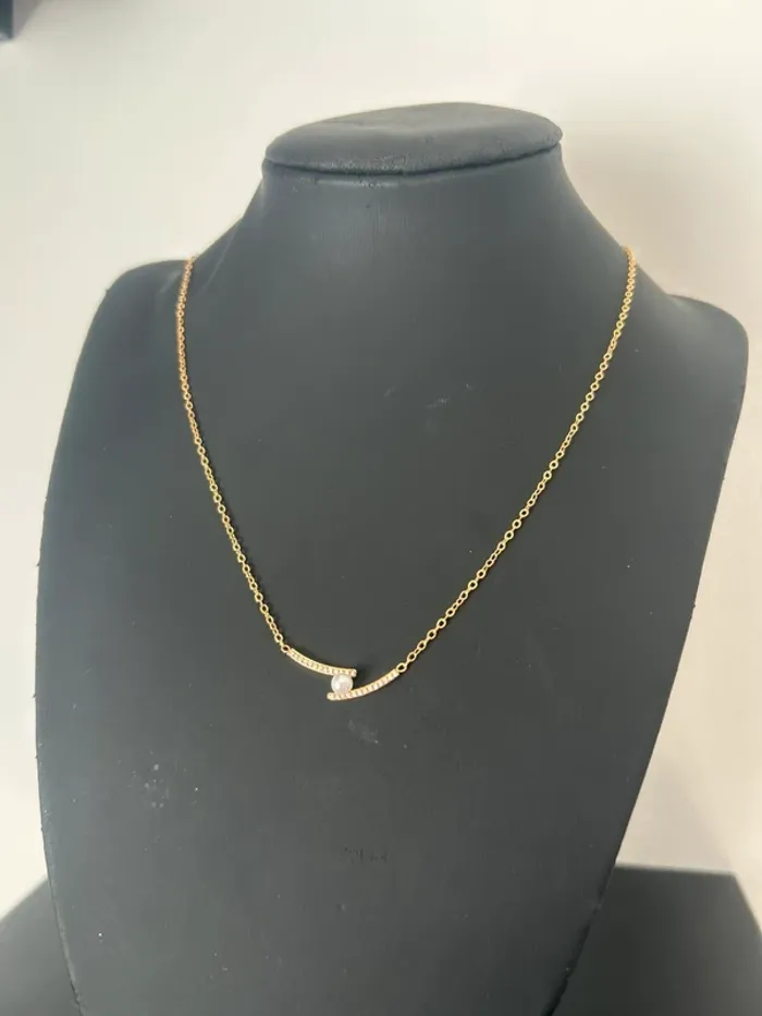 Collier perle strass acier inoxydable