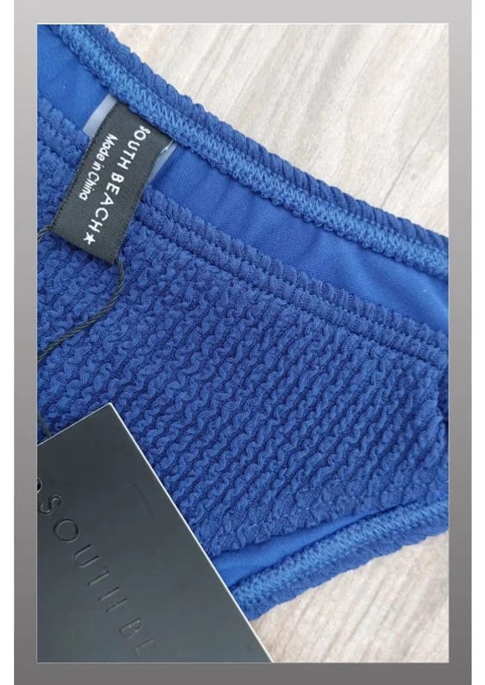 Bas de maillot de bain bleu gaufré avec anneaux dorés - Taille 38/40 South beach - photo numéro 3