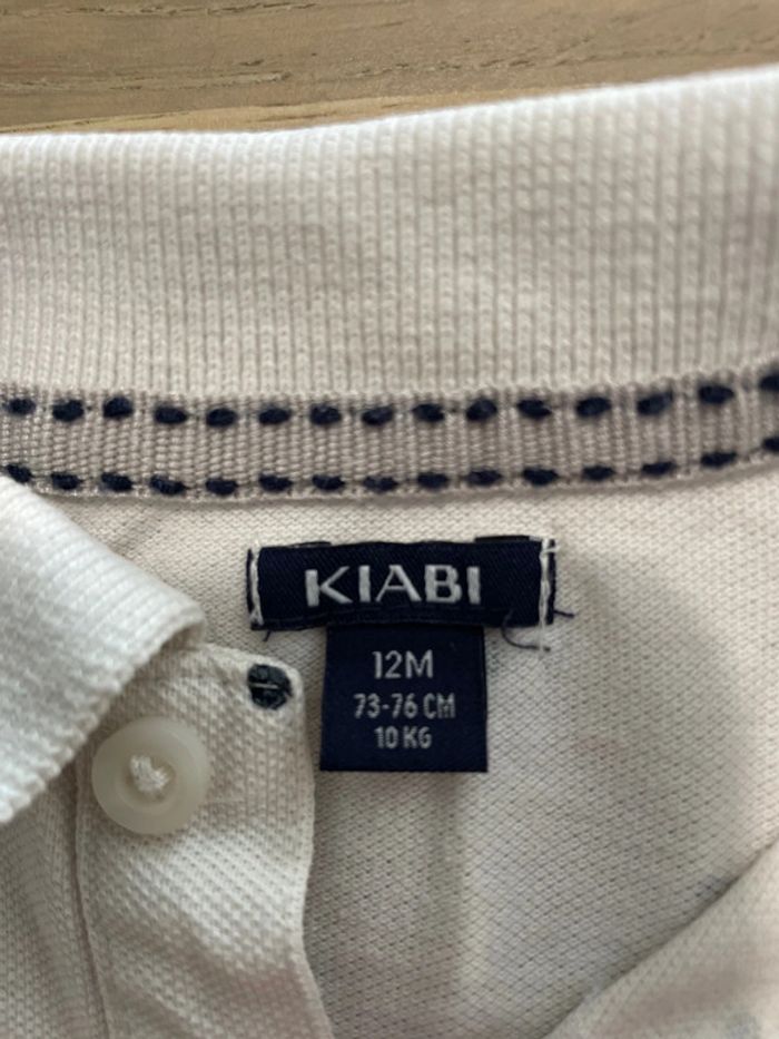 Polo manches courtes blanc à pois kiabi 12 mois - photo numéro 2