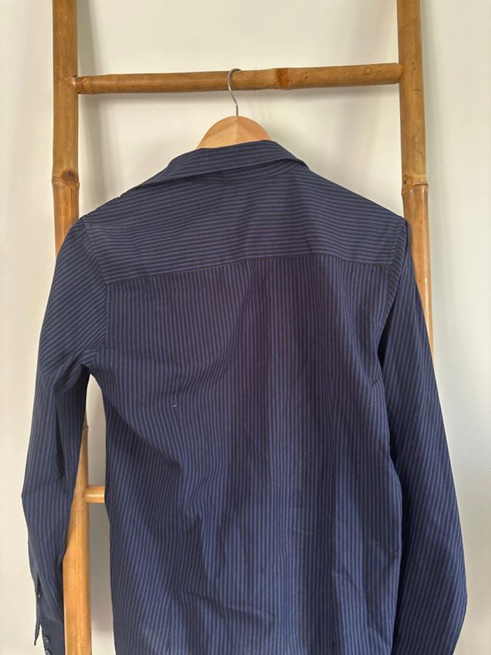 chemise à rayures noire et bleu marine smog taille S - photo numéro 4
