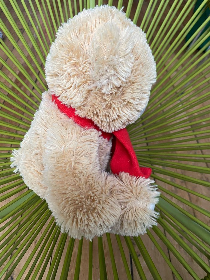 Ours beige écharpe rouge renne 25 cm Parfait état - photo numéro 5
