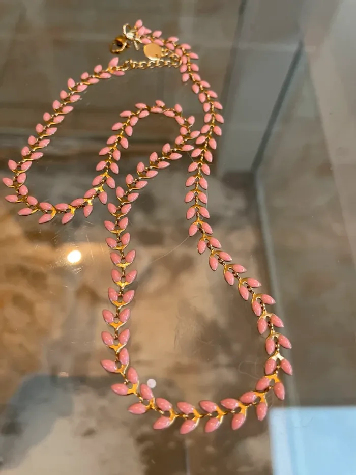 Collier délicat épis rose et doré acier inoxydable