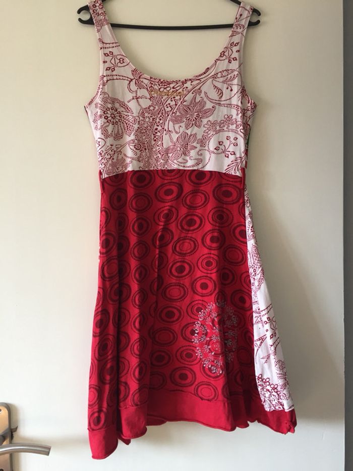 Robe rouge blanc Desigual Taille S - photo numéro 2