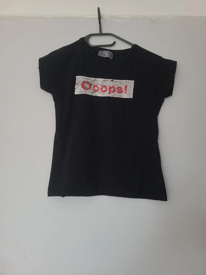 Tee shirt noir à sequins 12 ans