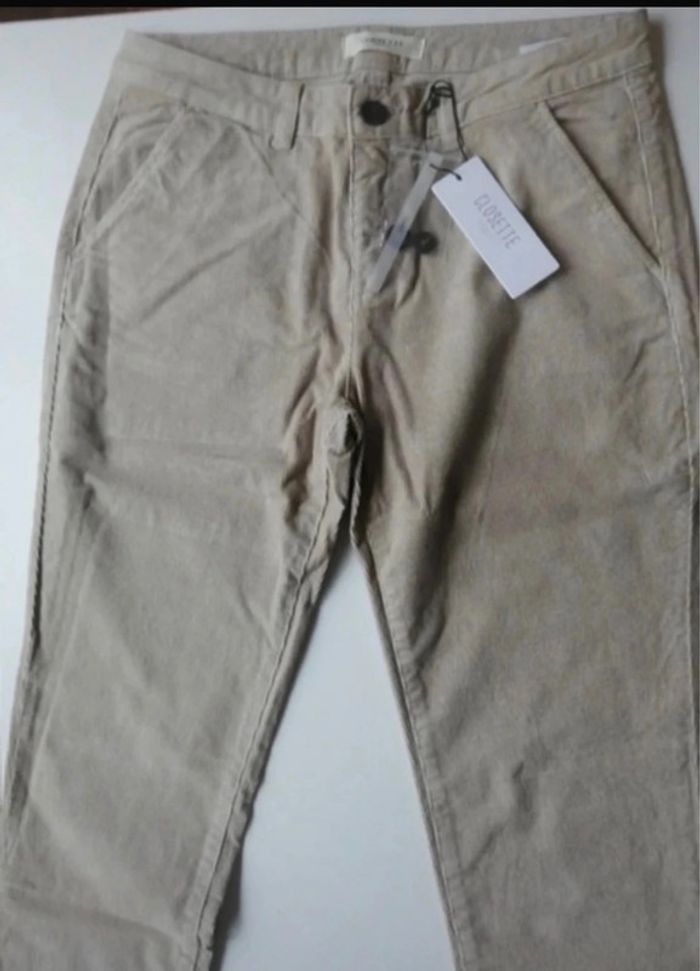 Pantalon chino en velours côtelé beige taille 40 Closette Paris - photo numéro 2