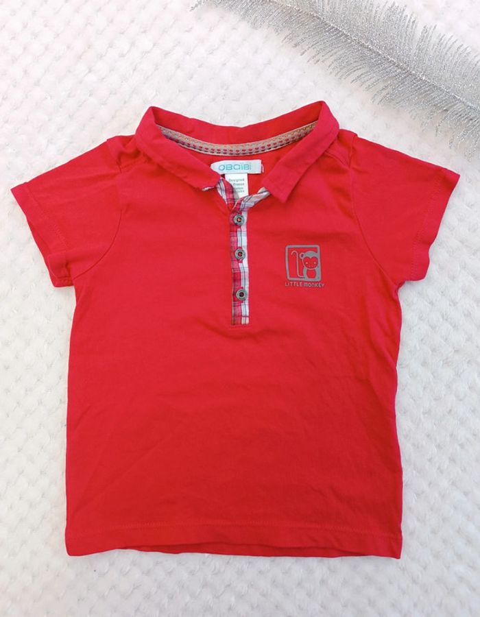 🔸T-shirt rouge manches courtes – Obaïbi – 6 mois🔸