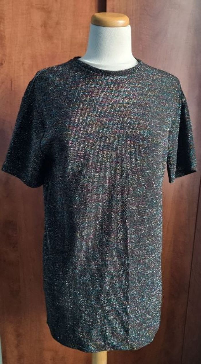 Robe courte noir à paillette multicolore taille S