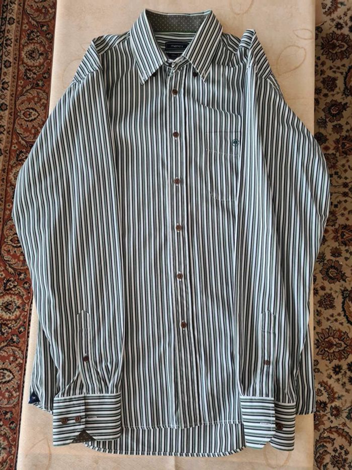 Chemise à rayures vertes et bleues taille XL Memo's