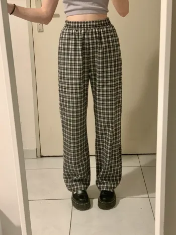 Pantalon large à carreaux