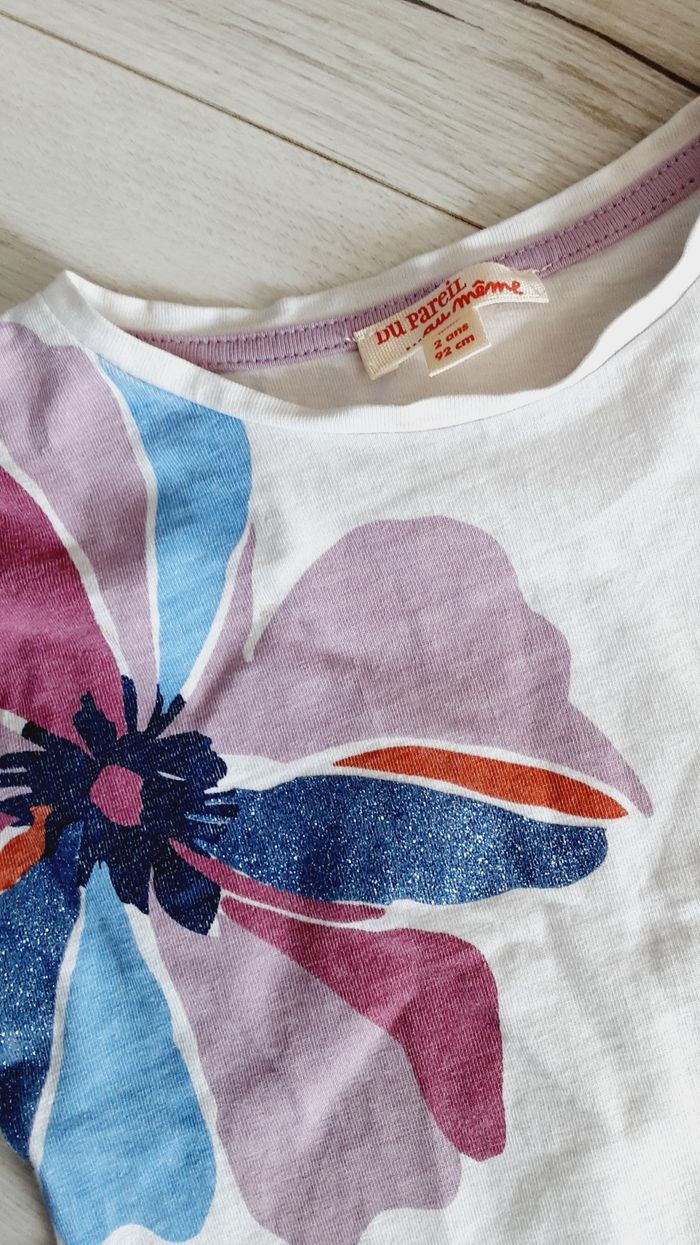 Vêtement bébé fille tee-shirt manches courtes fleurs léopard Du pareil au même DPAM 2 ans - photo numéro 3