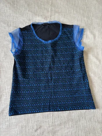 T-shirt bleu et noir style Cop Copine – Taille 40
