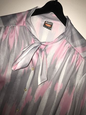 Magnifique top blouse chemisier col lavallière vintage Damart