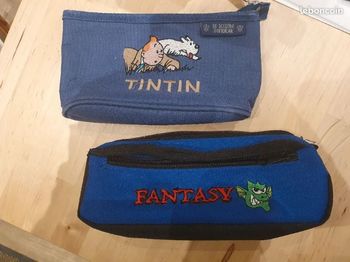 Lot x2 trousse tissu Tintin sceptre d'Ottokar