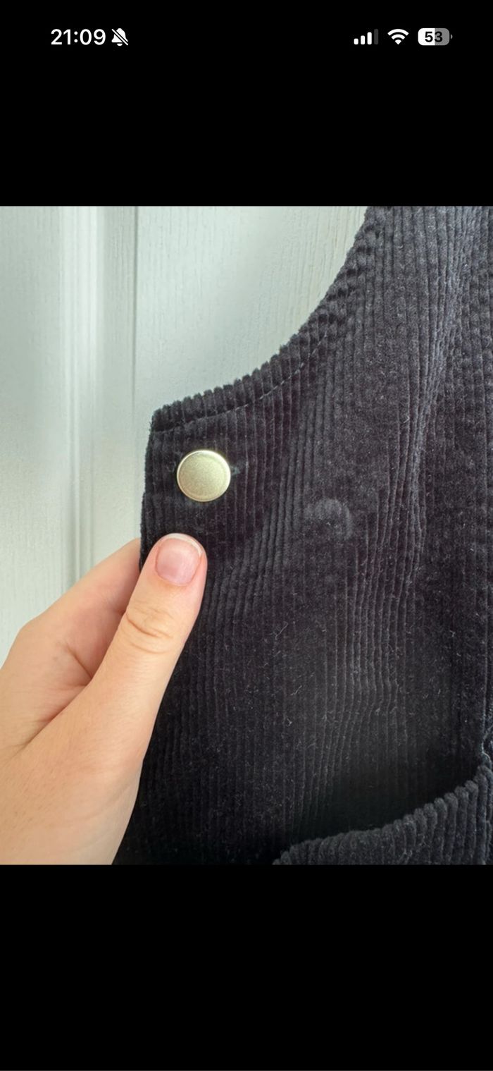 Robe salopette noir velours côtelé - photo numéro 4