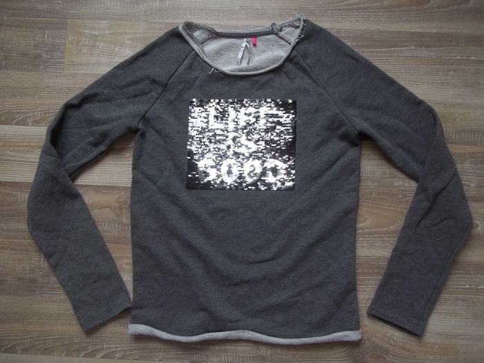 Sweat rouloté magique "Life is good" gris Orchestra 14 ans