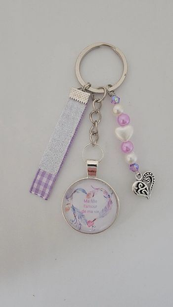 Cadeau ma fille, porte clé message bijoux de sac " ma fille l'amour de ma vie "