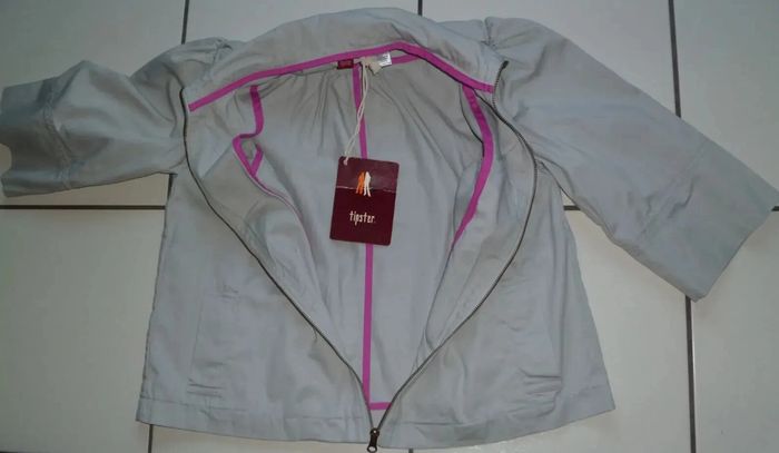 Veste manches 3/4-Paletot gris clair NEUF taille 34 tipster NEUF avec étiquette - photo numéro 3
