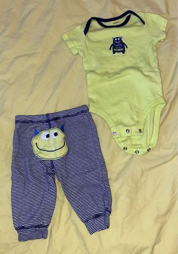 Ensemble : body et pantalon, vert anis, bébé 3-6 mois