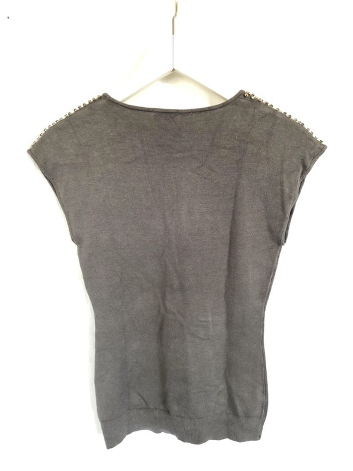 Top sans manches gris marron avec incrustations métalliques Zara taille 38 très bon état - photo numéro 9