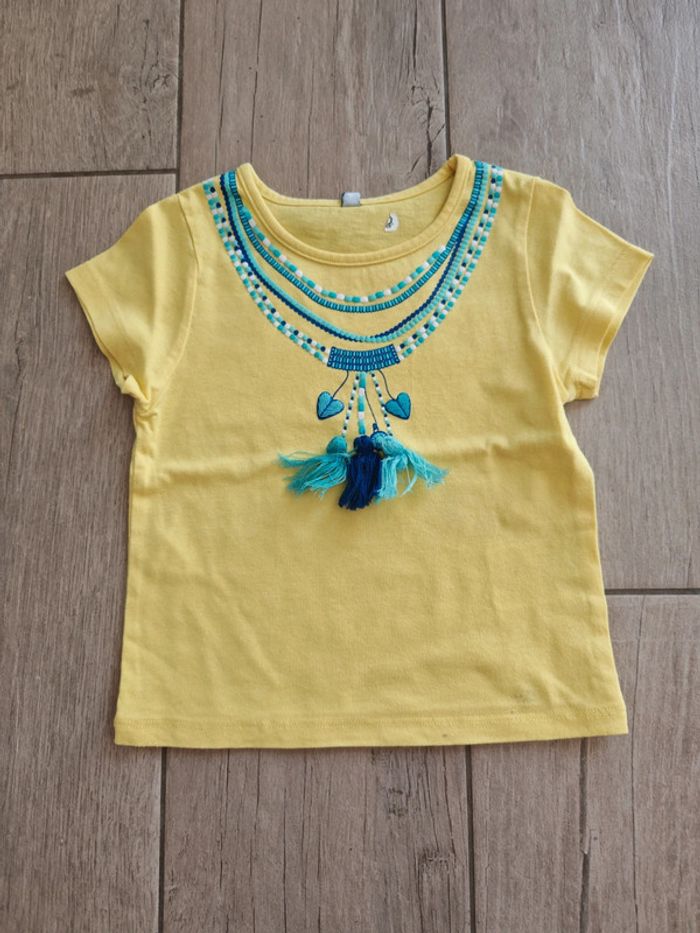 Ensemble d'été jupe et t-shirt jaune et bleu 3 ans - photo numéro 4